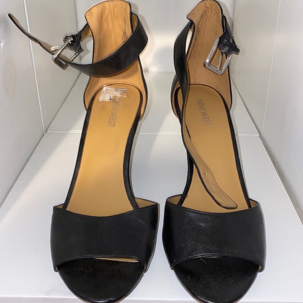 Sexy black strap wedges